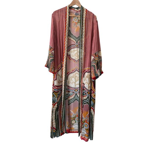 NWOT Anthropologie Blank London Pink Combo Evy Printed Duster One Size - Picture 4 of 10